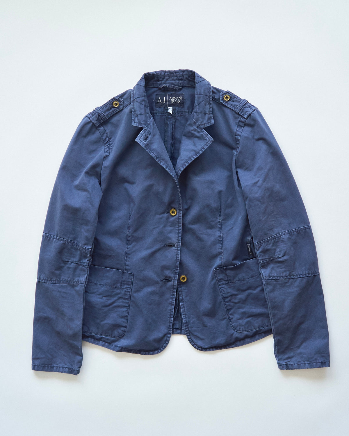 【SIZE S】ARMANI JEANS Garment-Dyed Cotton Convertible-Collar Field Jacket / Navy
