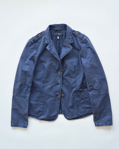 【SIZE S】ARMANI JEANS Garment-Dyed Cotton Convertible-Collar Field Jacket / Navy