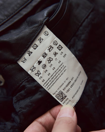 【SIZE L】00s-10s HUGO BOSS Lambskin Leather Utility Jacket/ Black