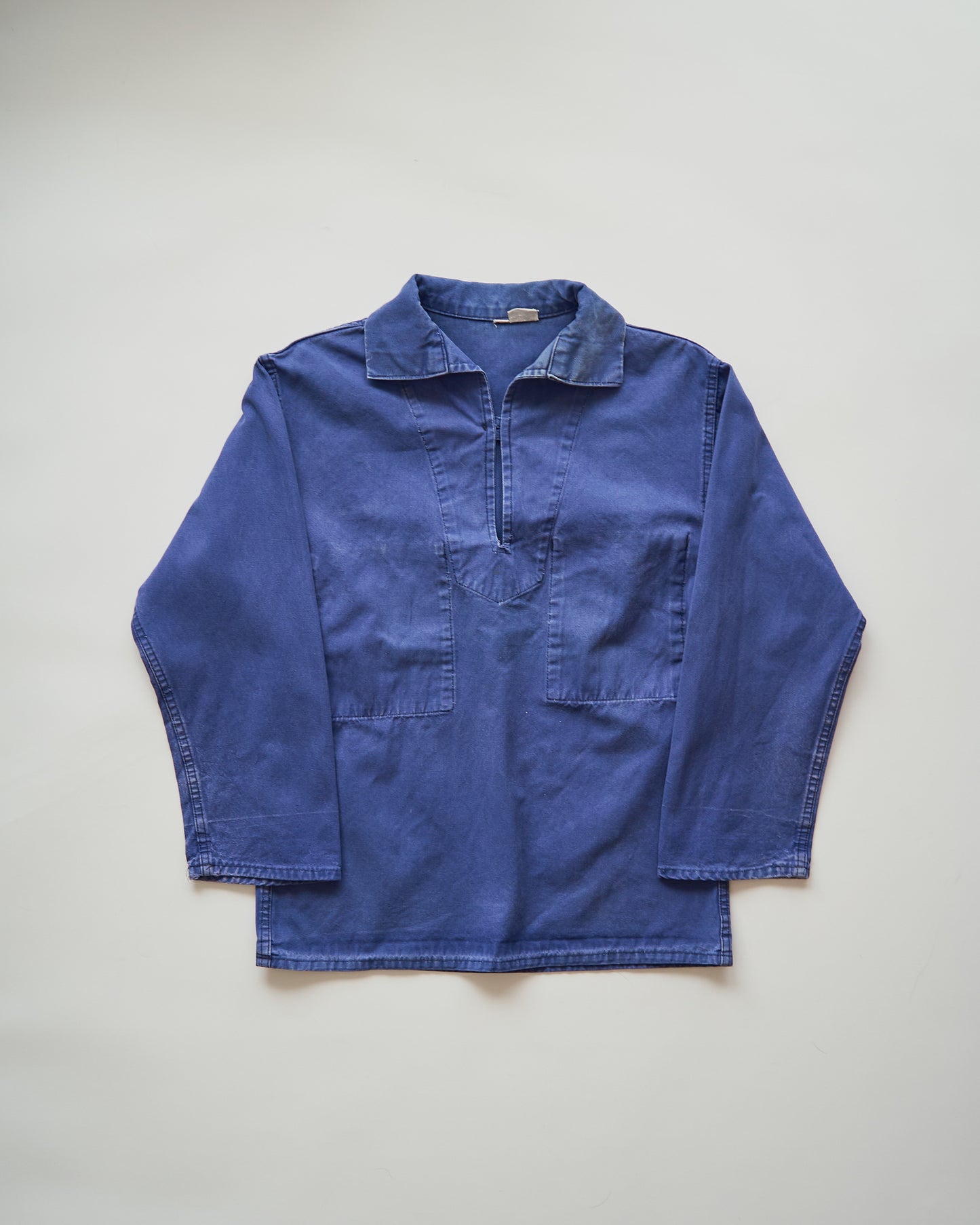 ~70s LE GLAZIK Cotton Canvas Faded French Fisherman Pullover Smock / Blue