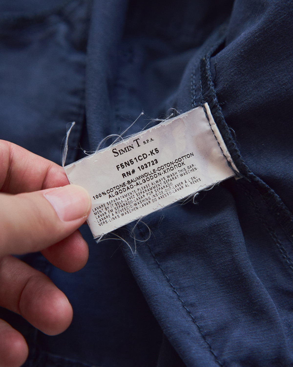 【SIZE S】ARMANI JEANS Garment-Dyed Cotton Convertible-Collar Field Jacket / Navy