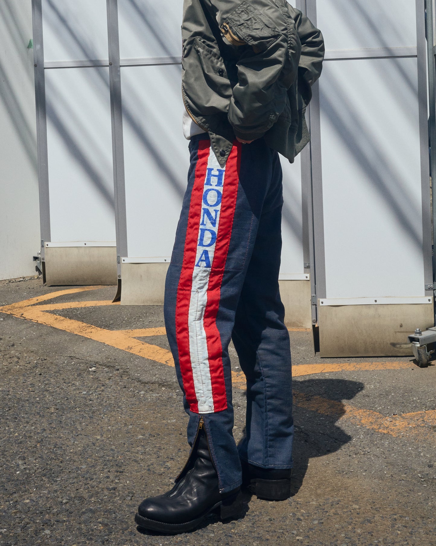 ~70s HONDA Motocross Racing Denim Pants / Painted Outseam Stripe