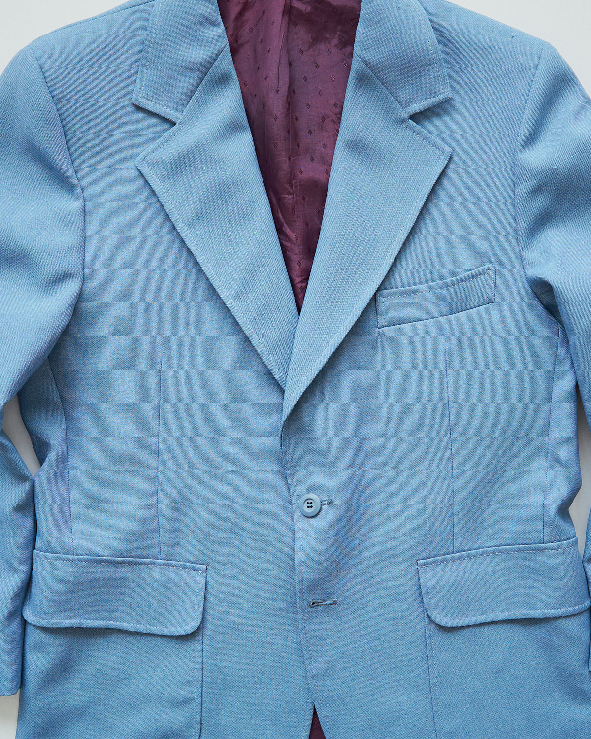 【SIZE L】-1980s JCPENNEY Textured Notch Lapel Tailored Jacket / Powder Blue
