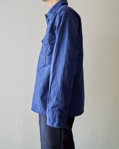 【SIZE M-L】70's Swedish Military Cotton Twill Pullover Shirt / Ink Blue