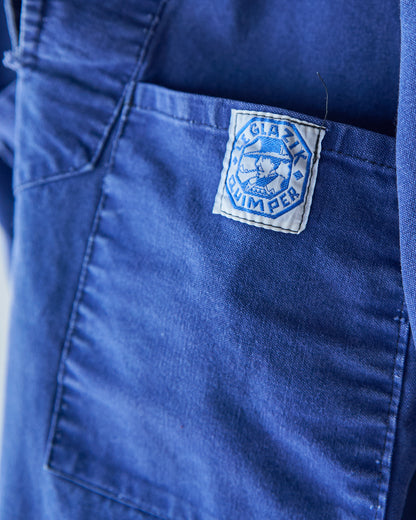 【Size S】~70s LE GLAZIK Cotton Canvas Faded French Fisherman Pullover Smock / Blue