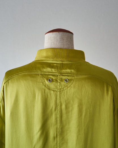 【SIZE S-M】2010s CHICO'S DESIGN Silk Satin MA-1 Bomber / Chartreuse Yellow