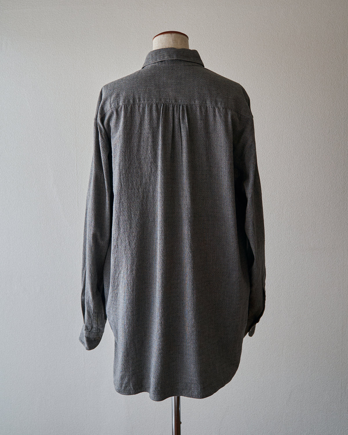 【SIZE L】80's-90s ERMENEGILDO ZEGNA Melange Flannel Cotton Shirt / Charcoal Grey