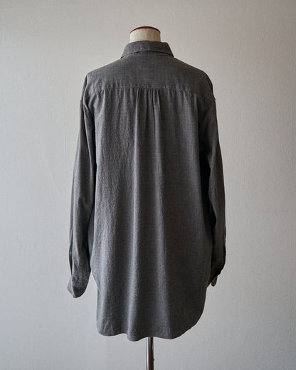 【SIZE L】80's-90s ERMENEGILDO ZEGNA Melange Flannel Cotton Shirt / Charcoal Grey
