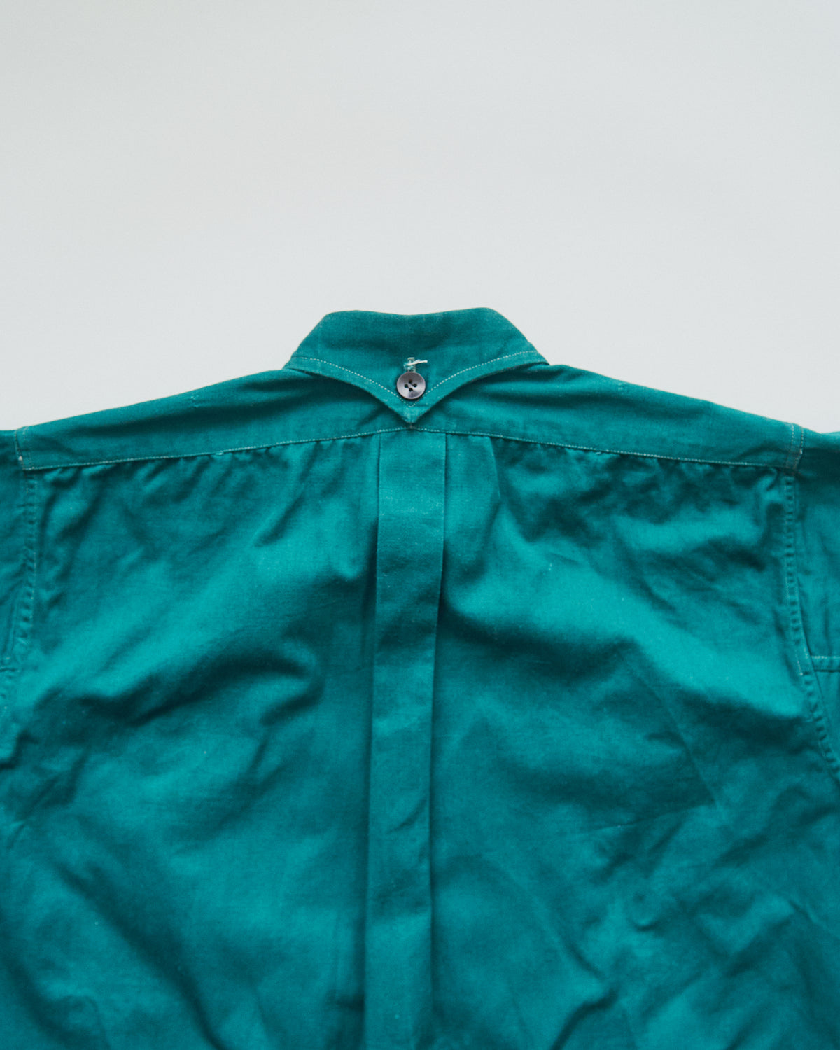 【SIZE S】1950-60s French Cotton Twill Back-Button Work Shirt / Deep Teal