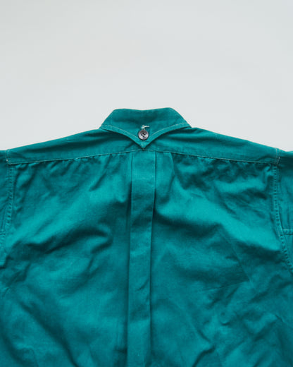 【SIZE S】1950-60s French Cotton Twill Back-Button Work Shirt / Deep Teal
