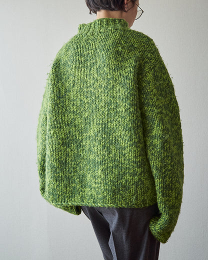 【SIZE S-M】 -00s DKNY  Wool Mock Neck Sweater / Green Melange