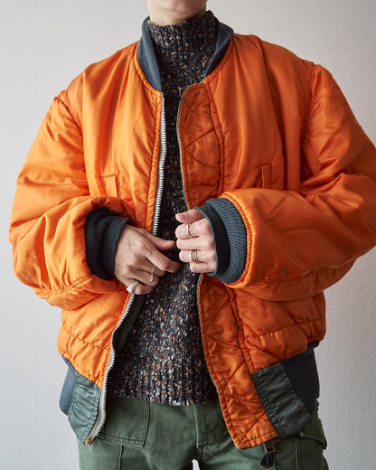 【SIZE S-M】70s CONCORD INDUSTRIES Reversible Nylon MA-1 Flight Jacket / Sage Green
