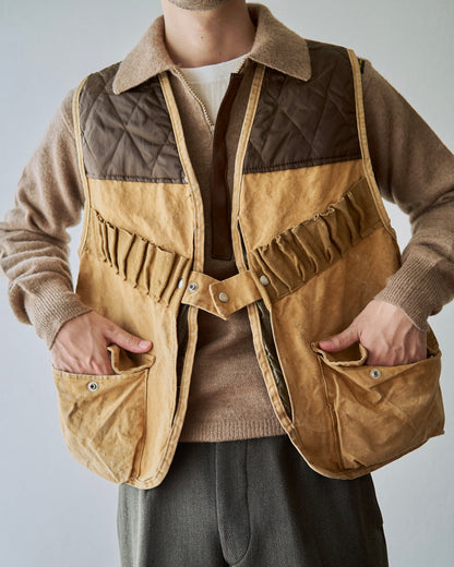 【SIZE M】70s US Cotton Duck Quilted-Yoke Hunting Vest / Tan