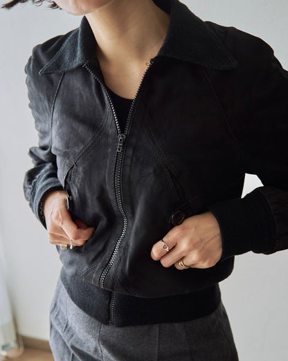 【SIZE XS】ITALIAN SUEDE SHORT BLOUSON / Black