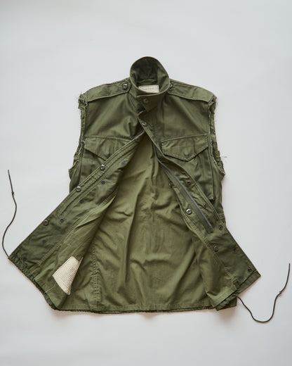 【Size S-M】60s US ARMY M-51 Field Jacket Custom Vest / OG-107 Olive