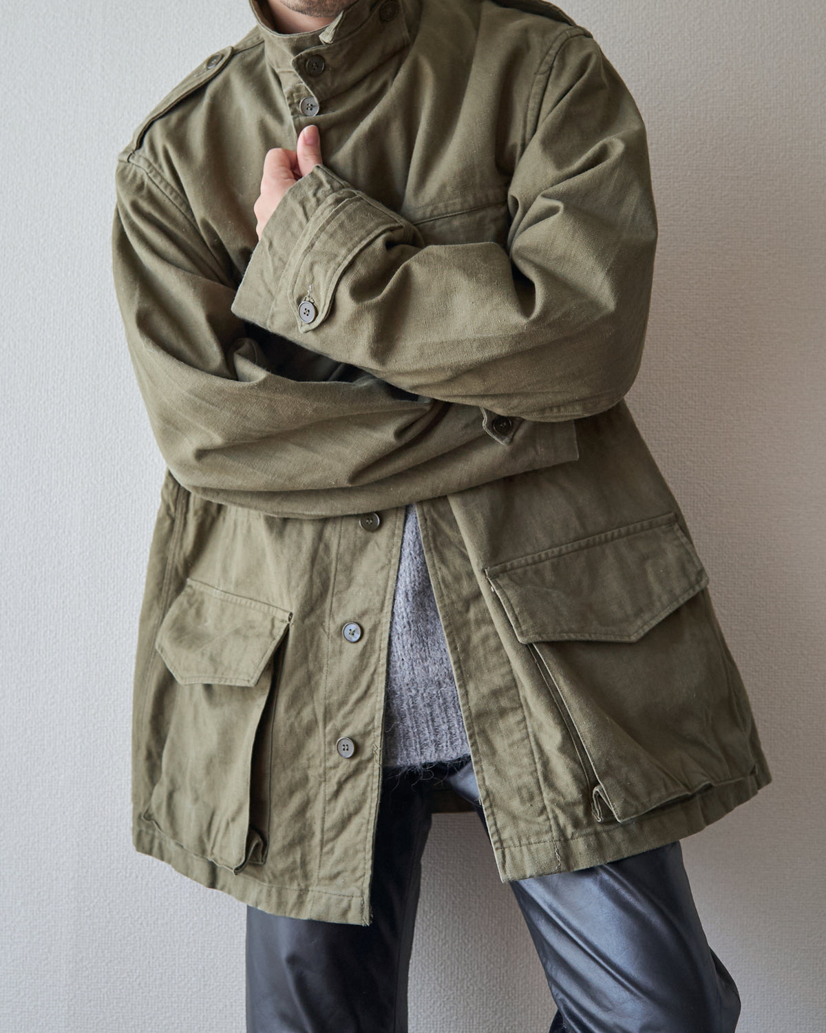 【SIZE L】 1950s FRENCH ARMY M-47 Field Jacket / Olive Twill