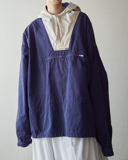 【SIZE XL】90's J.CREW Cotton Two-Tone Pullover Anorak / Navy x Ivory