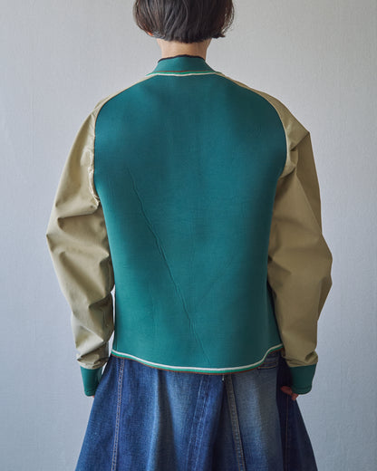 【SIZE S】1980-90s Neoprene Switching Jacket / Green × Beige