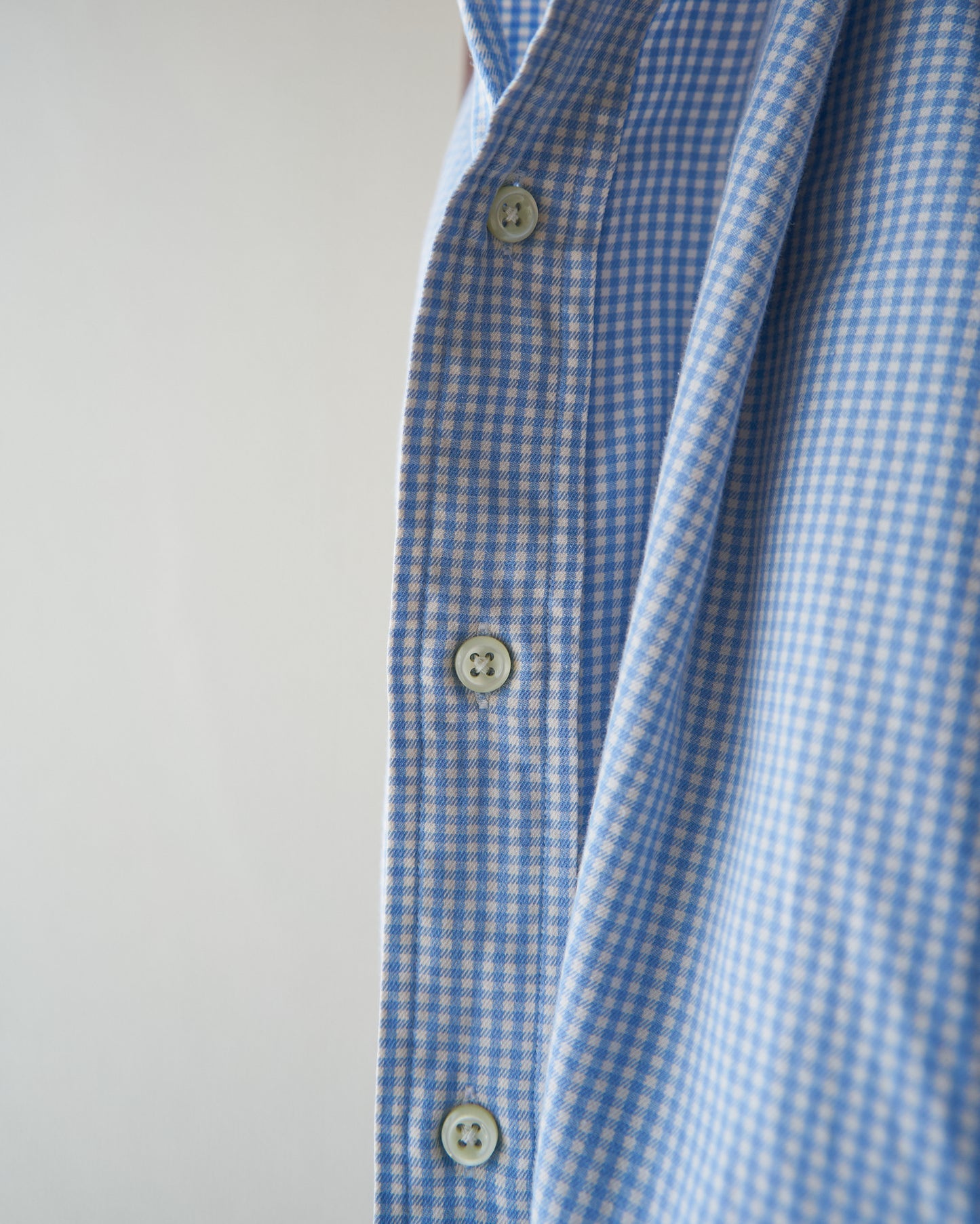 90-00's RALPH LAUREN "BLAKE" Cotton Twill Gingham BD Shirt / Blue × White