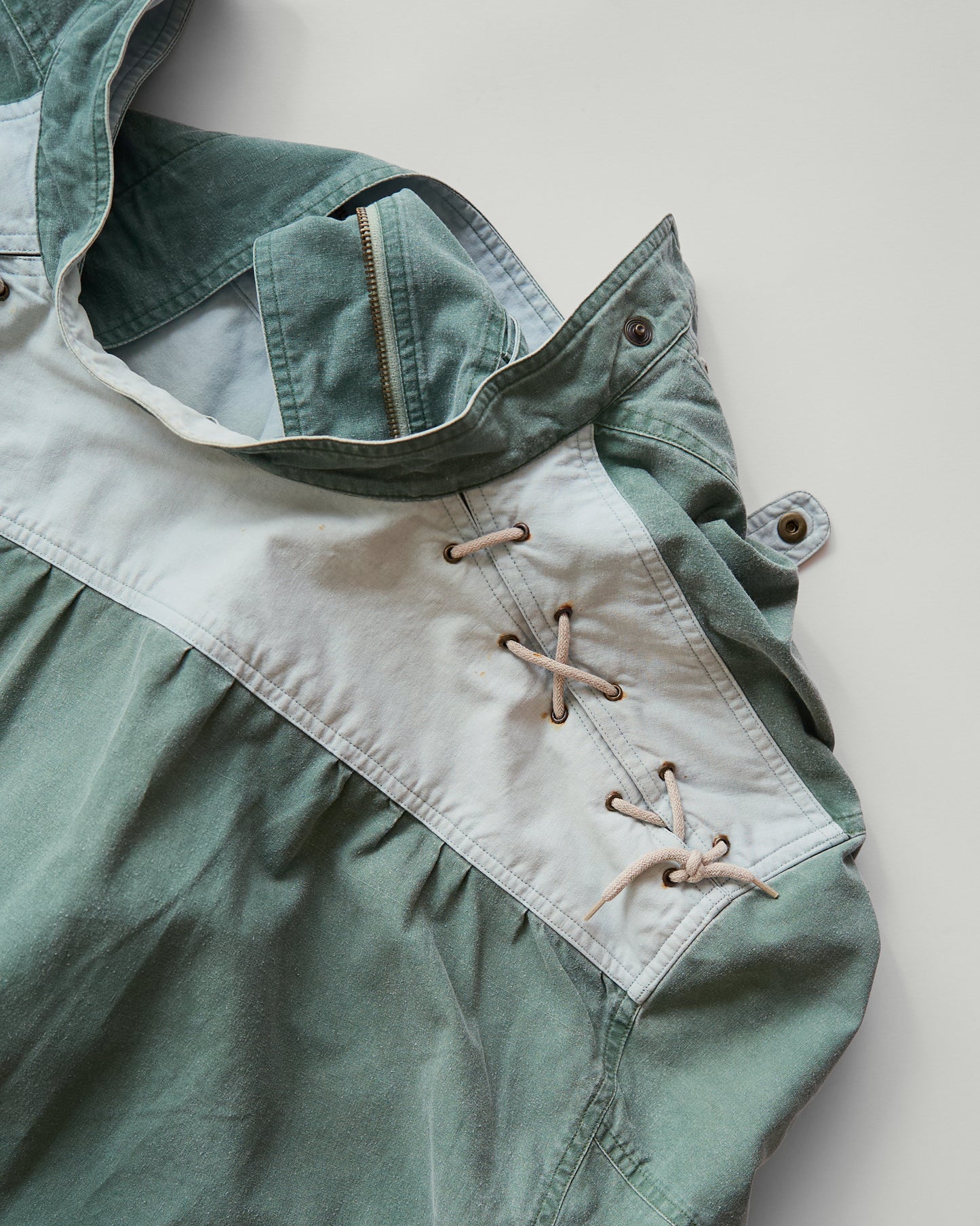 90s ALLEGRI Two-Tone  Lace-Up Shoulder Cotton Blouson / Sage