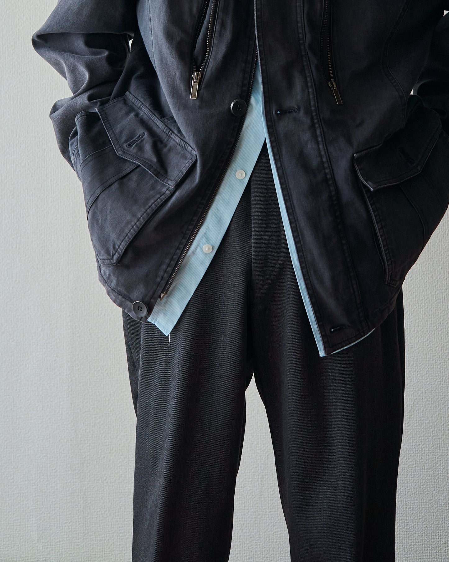 2010s EMPORIO ARMANI JOSH LINE Washed Cotton Deconstructed Blouson / Faded Navy