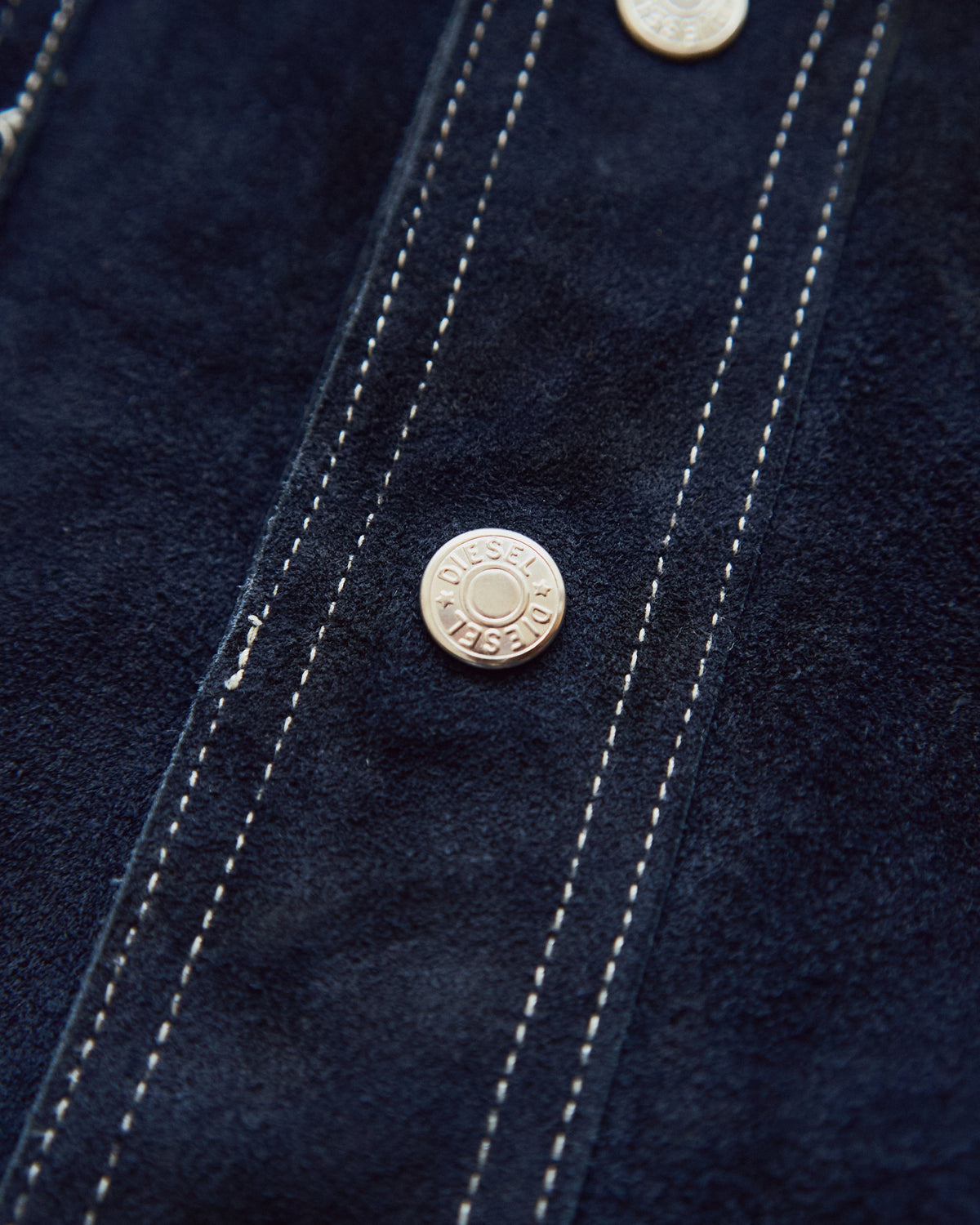 【SIZE L】90s-00s DIESEL Suede Reversible Trucker Jacket / Navy