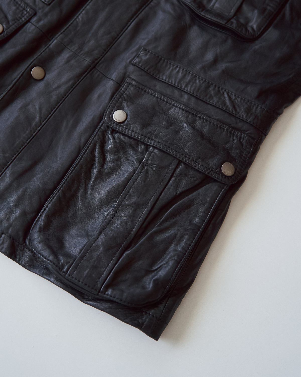 【SIZE L】00s-10s HUGO BOSS Lambskin Leather Utility Jacket/ Black