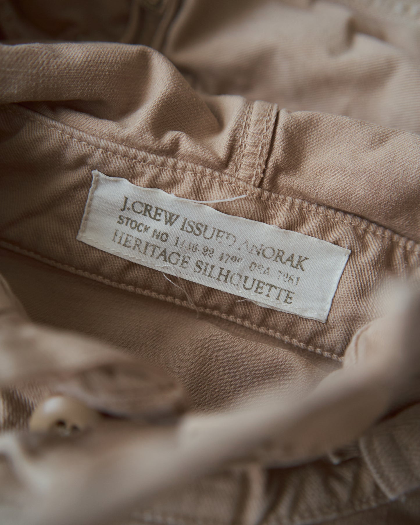 2000s J.CREW Heritage Silhouette Cotton Twill Anorak / Faded Beige