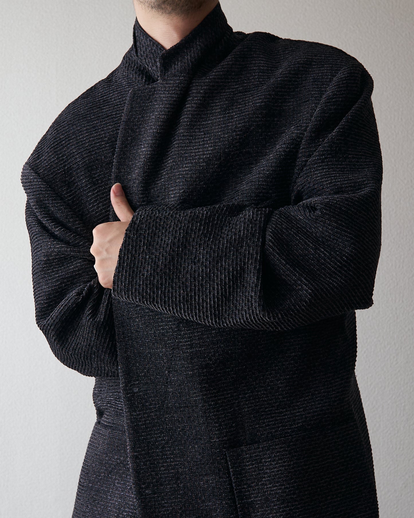 90s JHANE BARNES Wool/Linen Textured boucle Jacket / Black