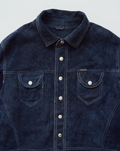 【SIZE L】90s-00s DIESEL Suede Reversible Trucker Jacket / Navy