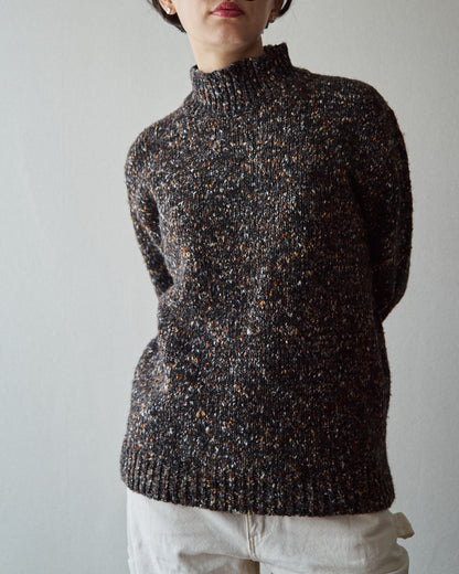 【SIZE S-M】90s agnès b. homme  Nep Melange Mock Neck Sweater / Charcoal