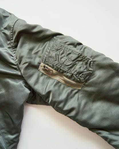 【SIZE S-M】70s CONCORD INDUSTRIES Reversible Nylon MA-1 Flight Jacket / Sage Green