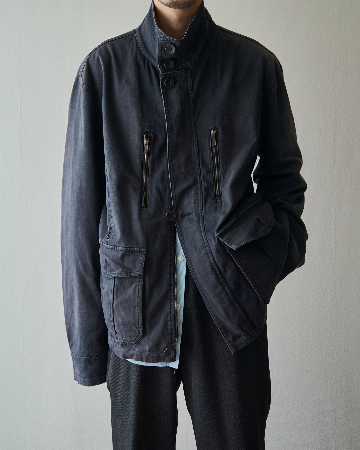 2010s EMPORIO ARMANI JOSH LINE Washed Cotton Deconstructed Blouson / Faded Navy