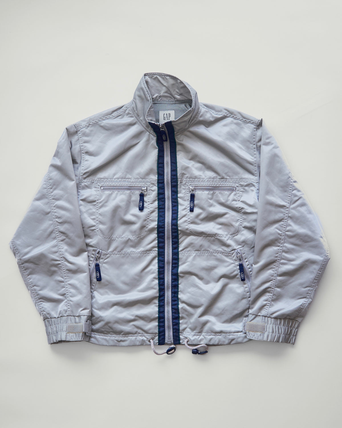 【SIZE M-L】90s-00s GAP Silver Nylon Multi-Pocket Utility Jacket
