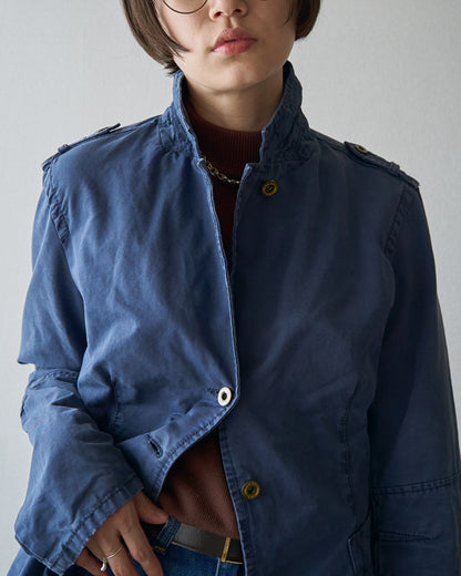 【SIZE S】ARMANI JEANS Garment-Dyed Cotton Convertible-Collar Field Jacket / Navy