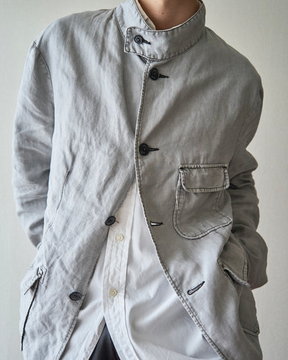 【SIZE : M-L】 ARMANI JEANS Garment-Dyed Linen Field Jacket / Light Grey