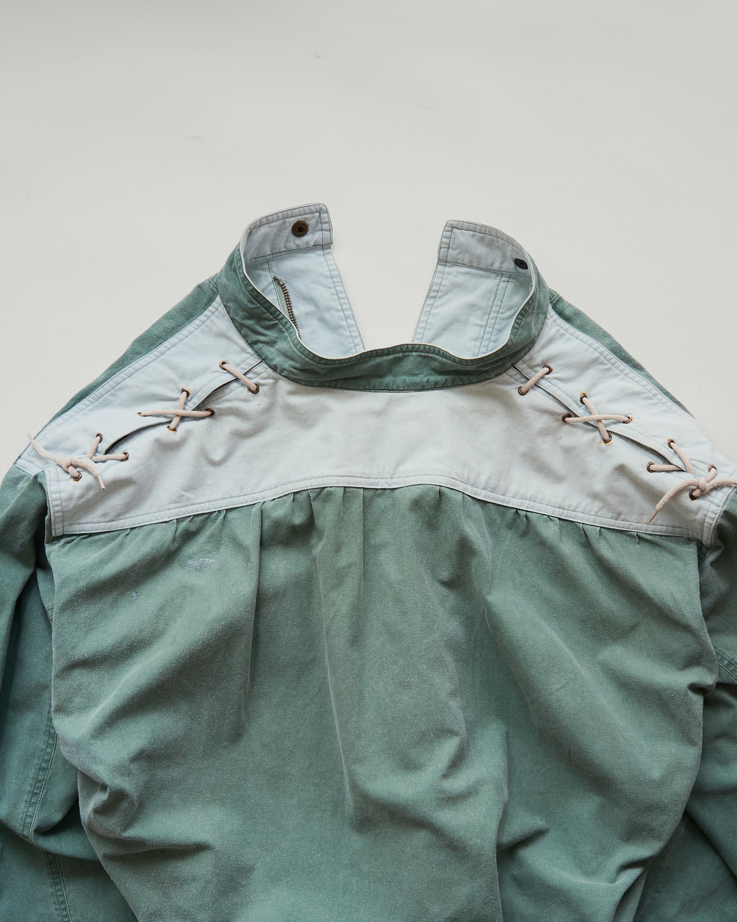 90s ALLEGRI Two-Tone  Lace-Up Shoulder Cotton Blouson / Sage