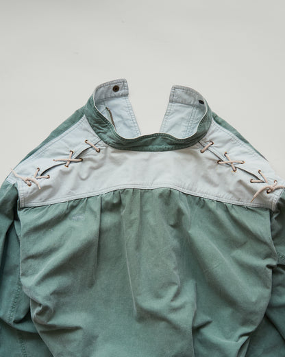 【Size M-L】90s ALLEGRI Two-Tone  Lace-Up Shoulder Cotton Blouson / Sage