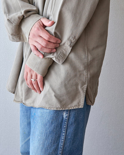 【SIZE L】-00s ERMENEGILDO ZEGNA Cotton Rayon Hairline-Striped Shirt / Beige