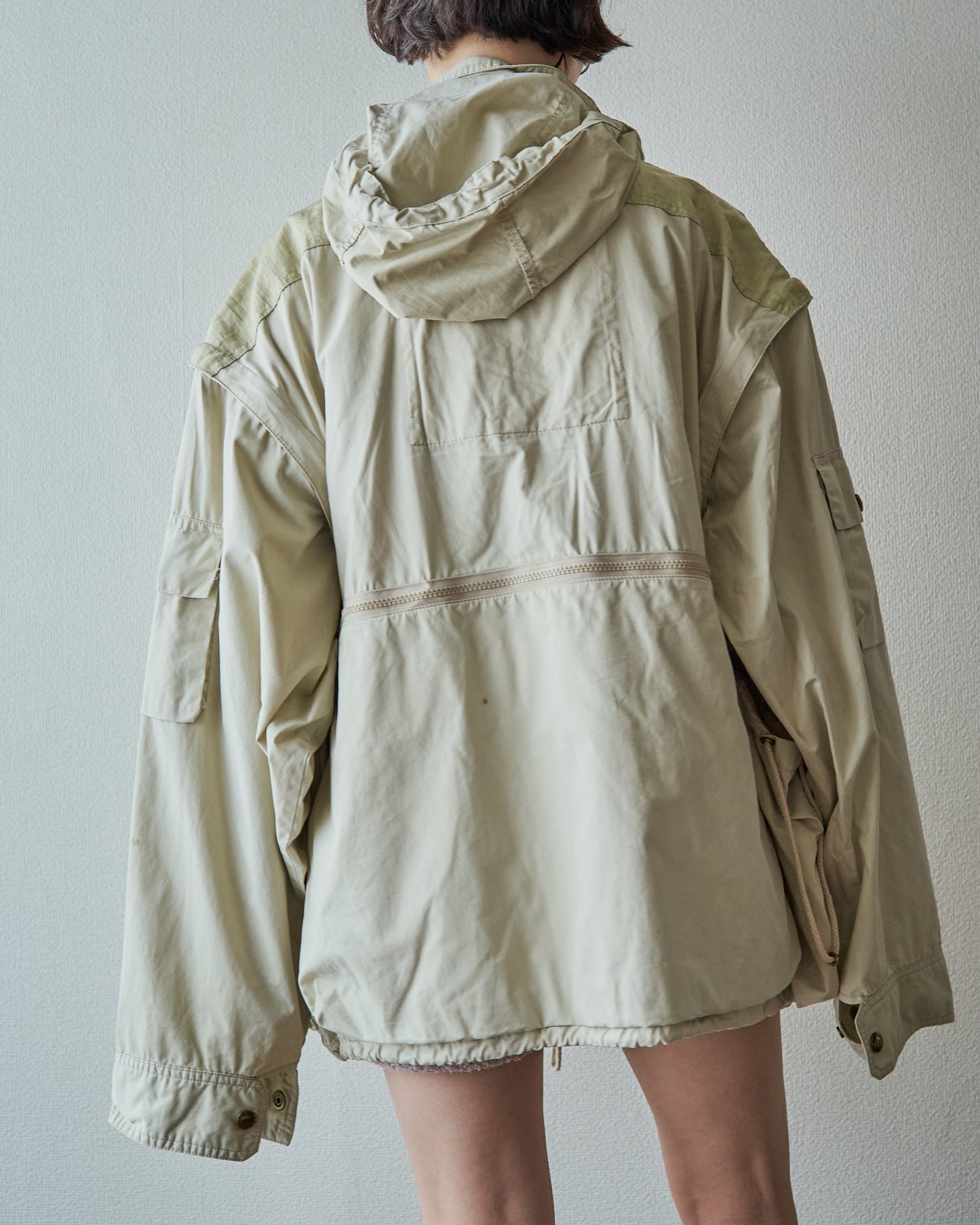 90-00s PAUL & SHARK Cotton Multi-Pocket Detachable-Sleeve Photographer Jacket / Ecru