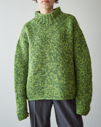 【SIZE S-M】 -00s DKNY  Wool Mock Neck Sweater / Green Melange