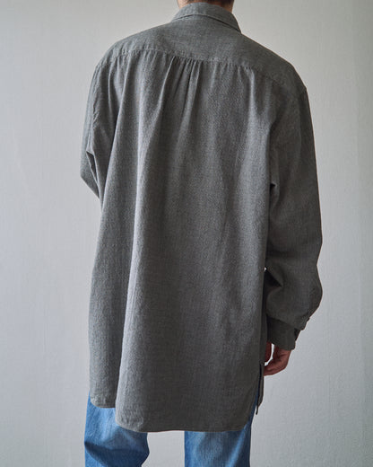 【SIZE L】80's-90s ERMENEGILDO ZEGNA Melange Flannel Cotton Shirt / Charcoal Grey