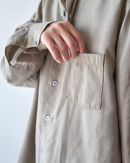 【SIZE L】-00s ERMENEGILDO ZEGNA Cotton Rayon Hairline-Striped Shirt / Beige