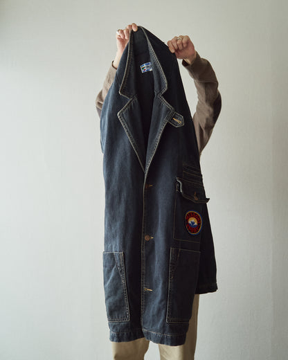 【SIZE L】-90s MISSONI SPORT Overdyed Denim Chore Coat / Black