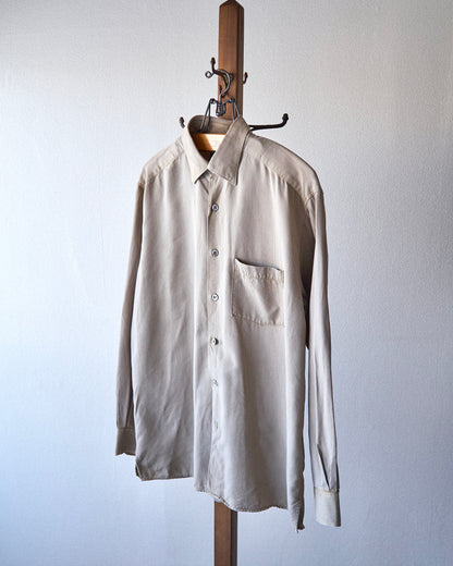 【SIZE L】-00s ERMENEGILDO ZEGNA Cotton Rayon Hairline-Striped Shirt / Beige