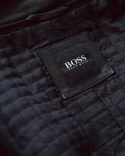 【SIZE L】00s-10s HUGO BOSS Lambskin Leather Utility Jacket/ Black