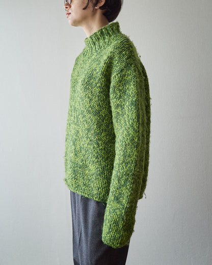 【SIZE S-M】 -00s DKNY  Wool Mock Neck Sweater / Green Melange