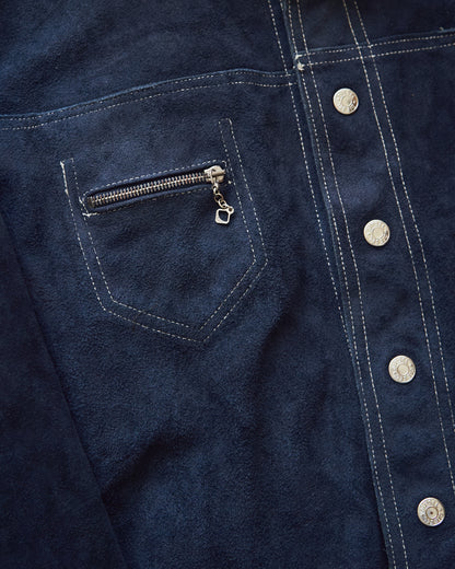 【SIZE L】90s-00s DIESEL Suede Reversible Trucker Jacket / Navy