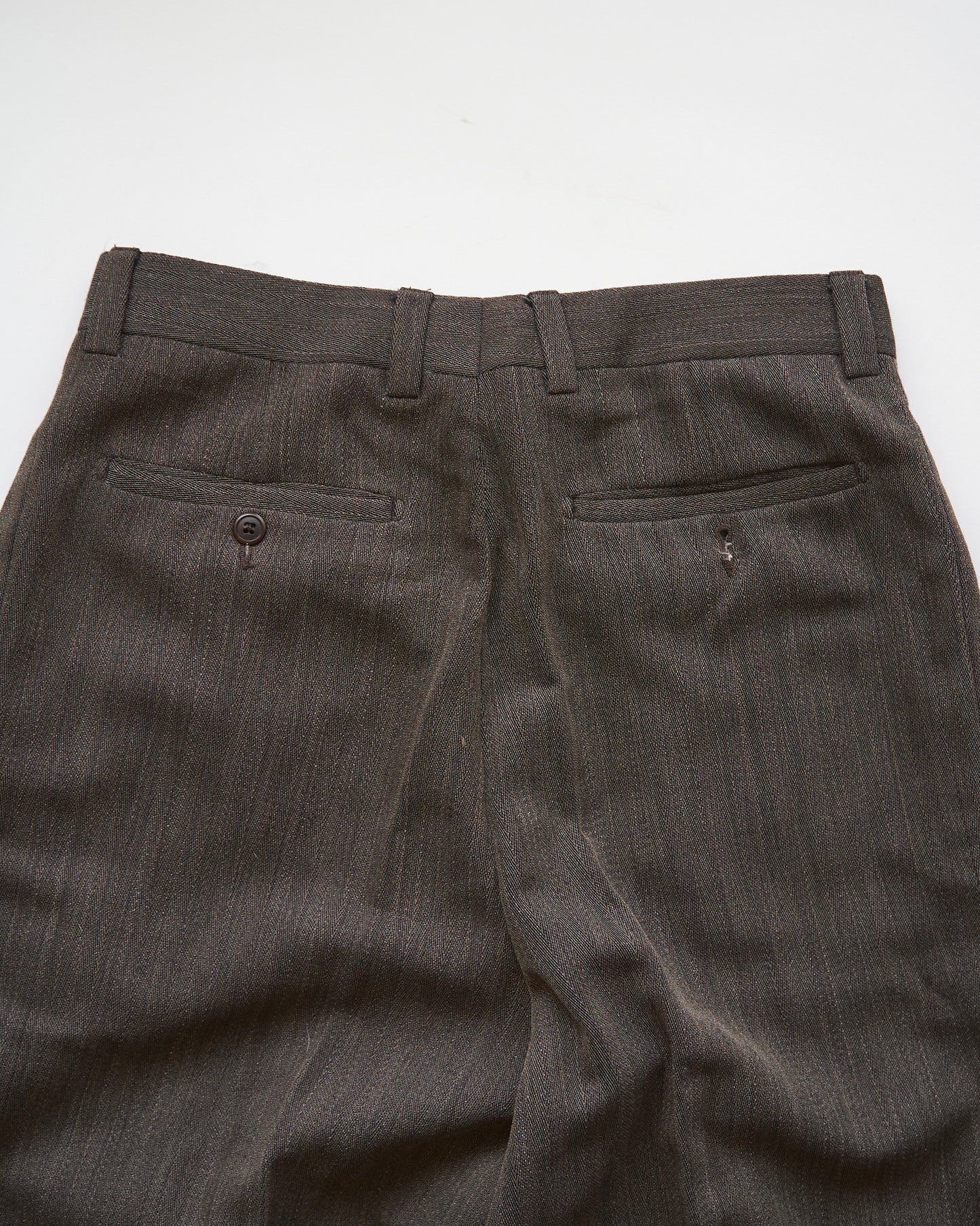 【Size S】 80-90s Italy Light Wool 3Tuck Summer Trousers / Brown
