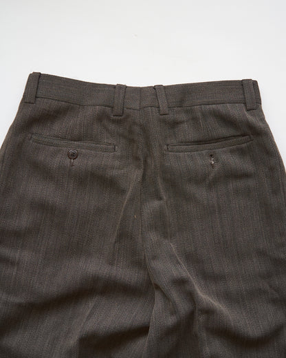 【Size S】 80-90s Italy Light Wool 3Tuck Summer Trousers / Brown